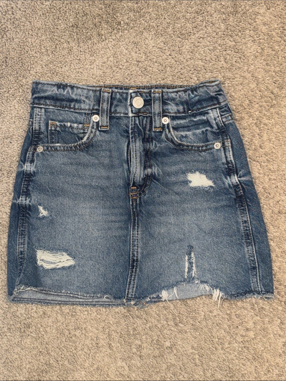 Girls Gap Blue Distressed Denim Skirt